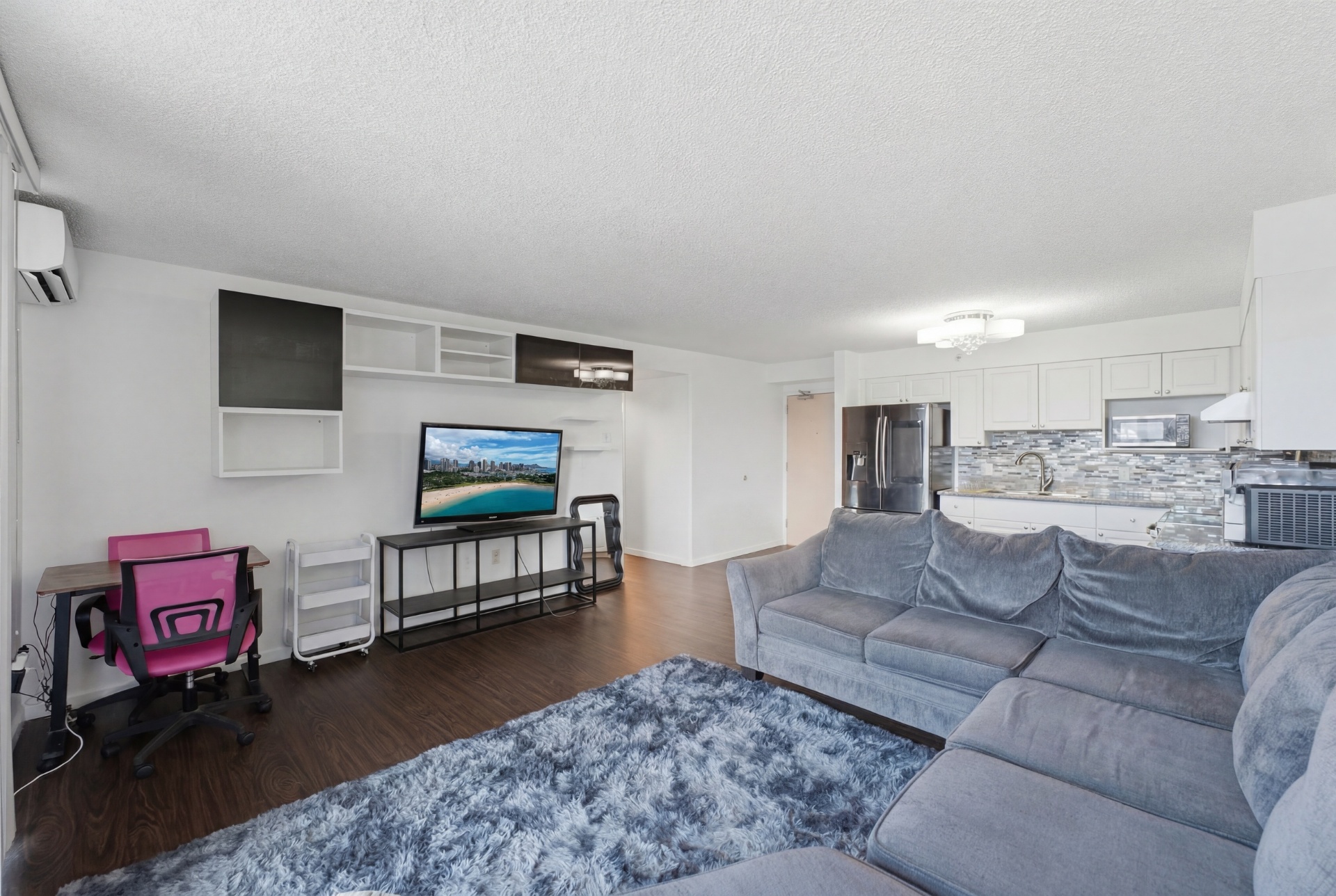Living room with open kitchen